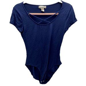 Women's T-Shirt Bodysuit, Short sleeve navy blue, Size medium